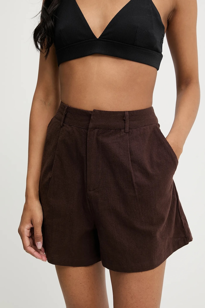 Levně Bavlněné šortky Answear Lab hnědá barva, high waist