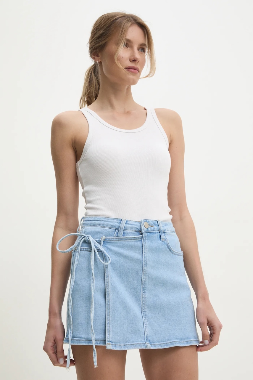 Answear Lab fustă și pantaloni denim femei, neted, high waist Answear Lab fustă și pantaloni denim femei, neted, high waist