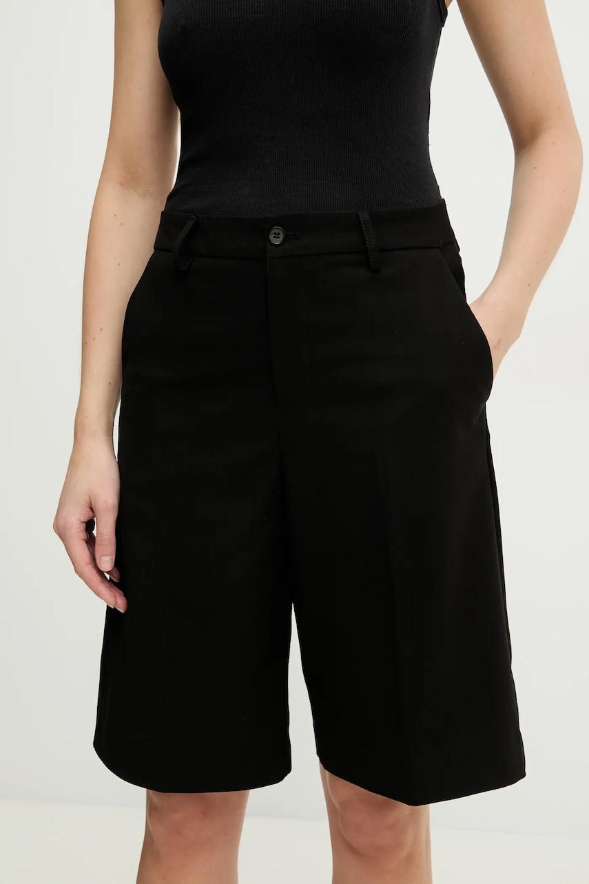 Answear Lab pantaloni scurti femei, culoarea negru, neted, high waist