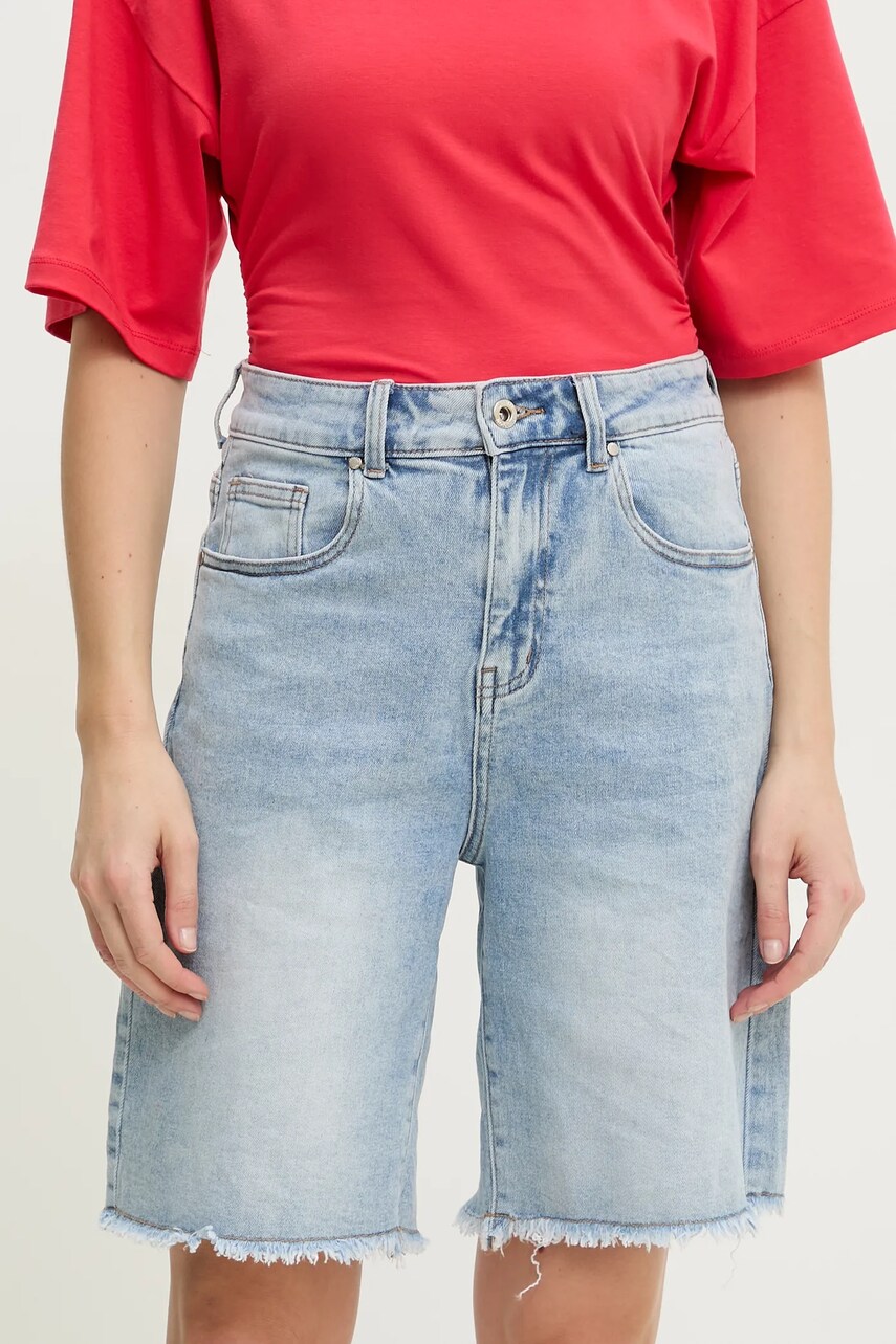 Answear Lab pantaloni scurti jeans femei, neted, high waist