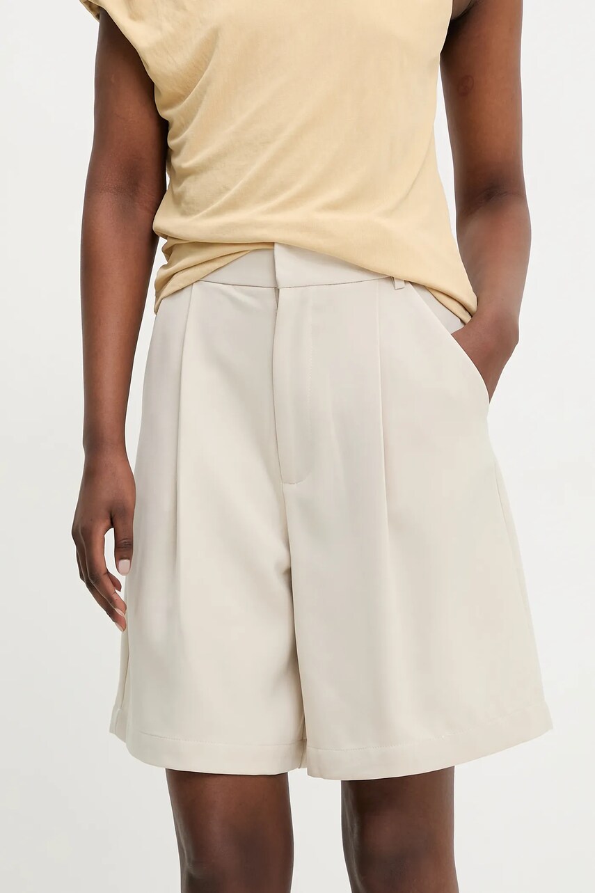Answear Lab pantaloni scurti femei, culoarea bej, neted, high waist