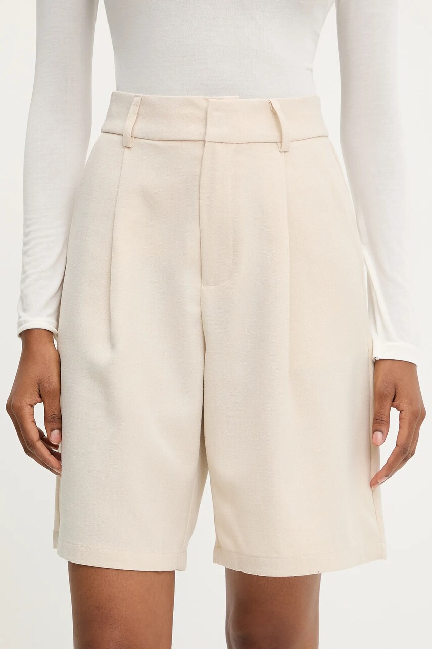 Answear Lab pantaloni scurti femei, culoarea bej, neted, high waist