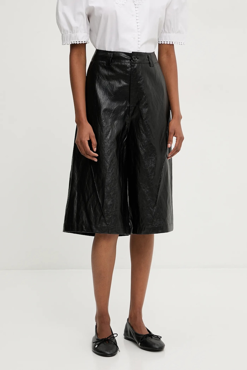 Answear Lab pantaloni scurti femei, culoarea negru, neted, high waist