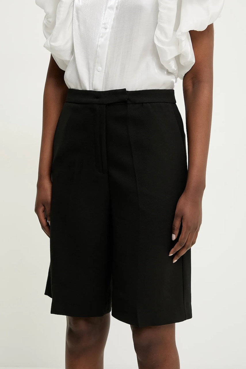 Answear Lab pantaloni scurti femei, culoarea negru, neted, high waist