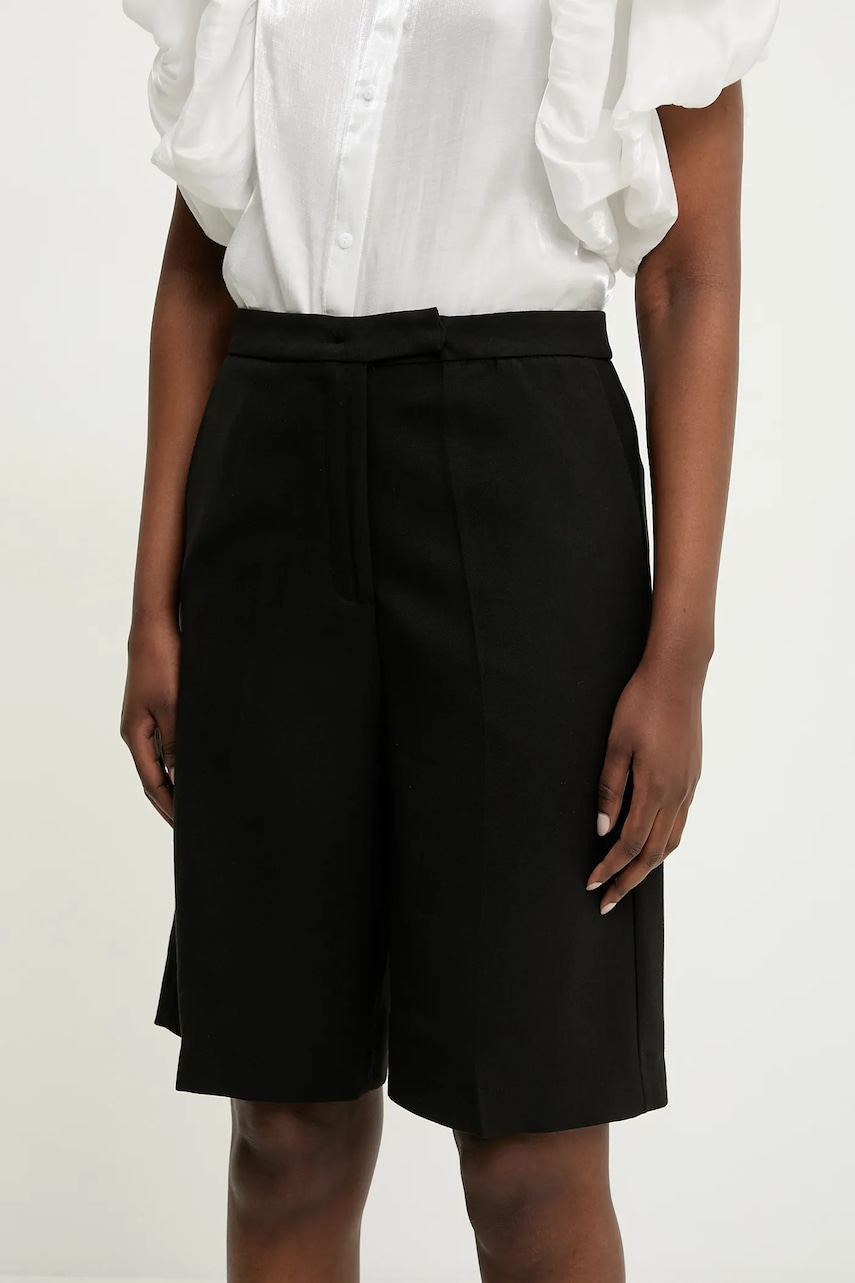 Answear Lab pantaloni scurti femei, culoarea negru, neted, high waist
