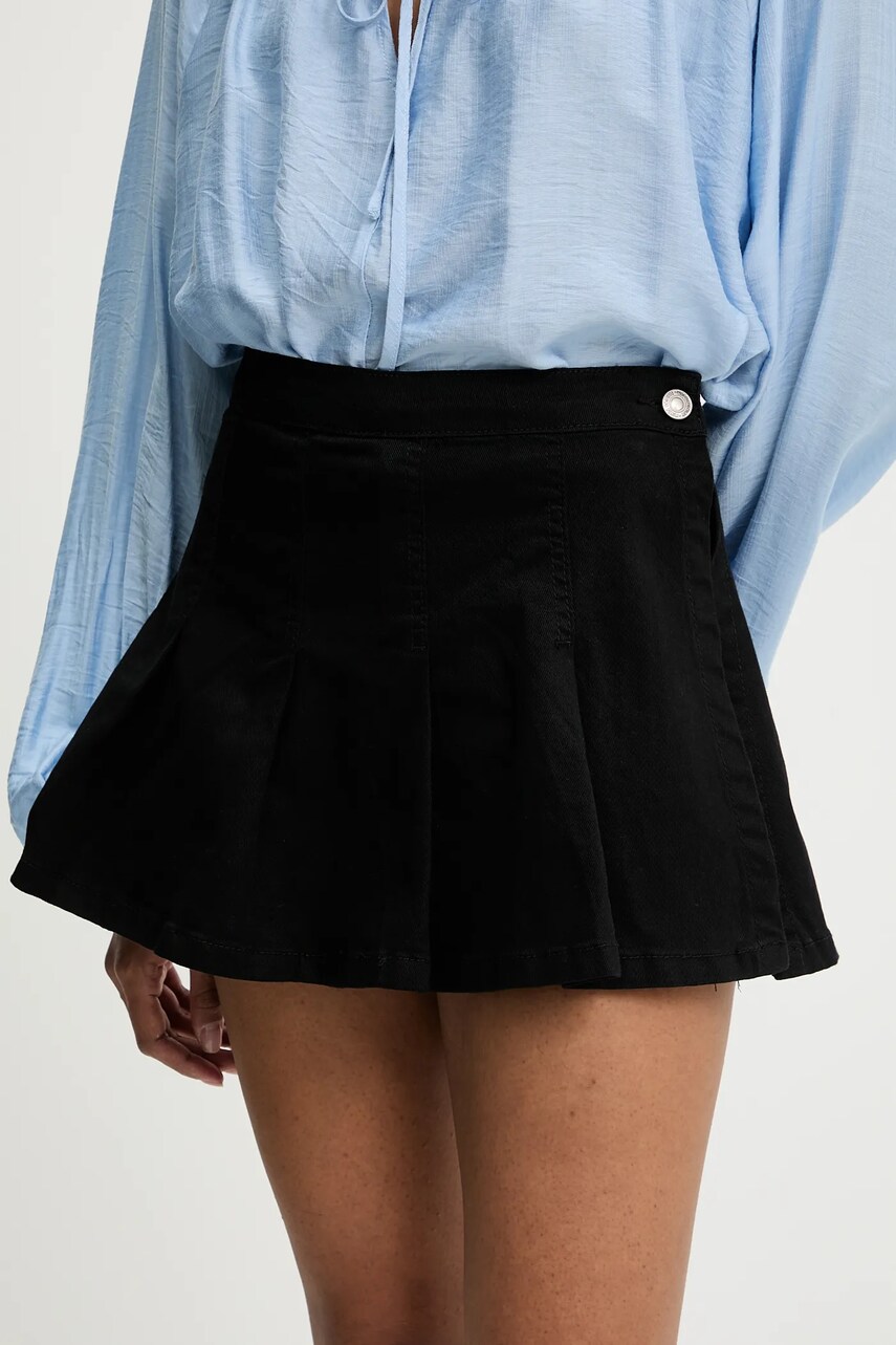 Answear Lab fustă și pantaloni denim culoarea negru, neted, high waist