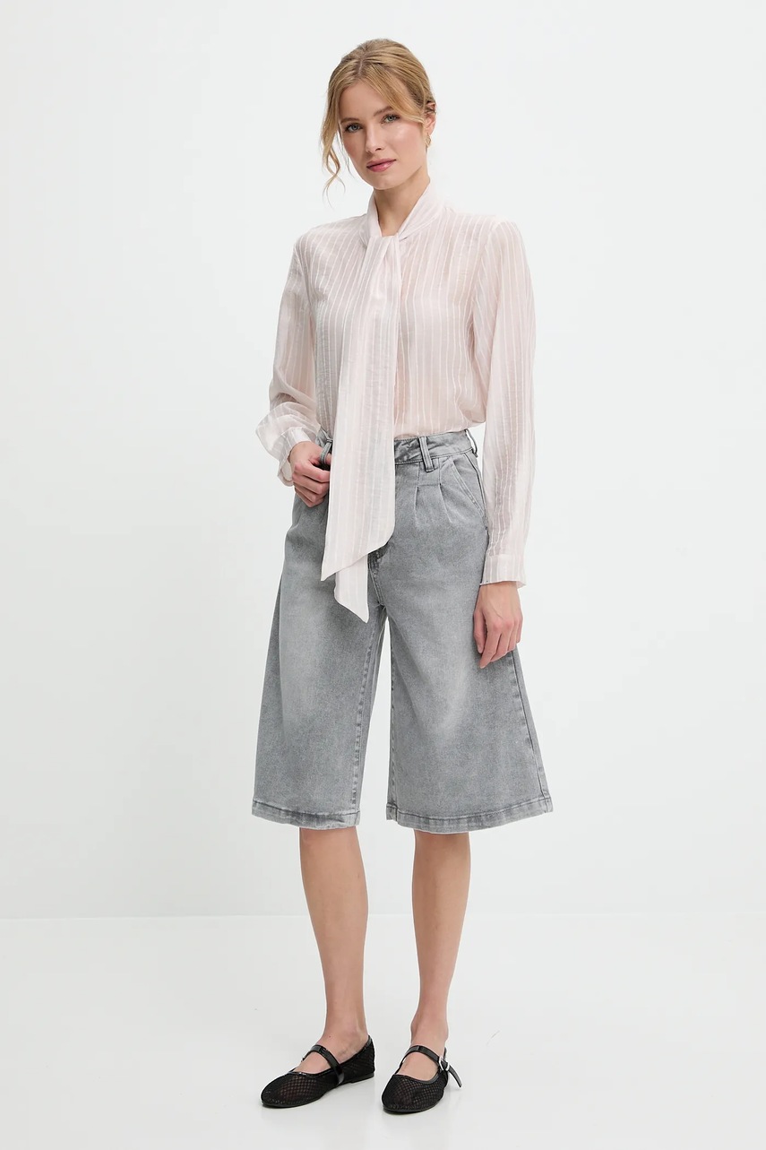 Джинсовые шорты Answear.LAB цвет серый однотонная высокая посадка