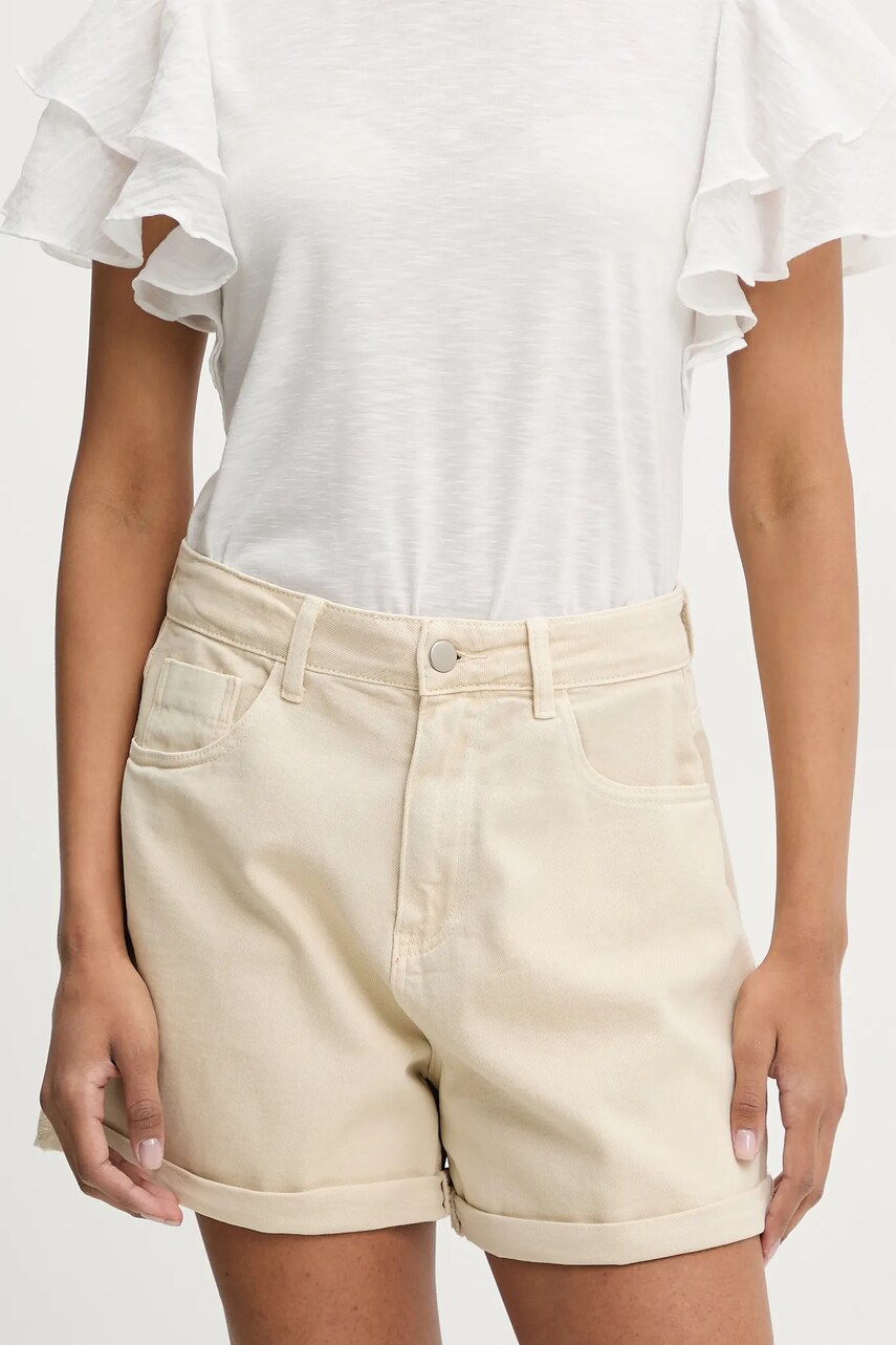 Levně Džínové šortky Answear Lab dámské, béžová barva, high waist