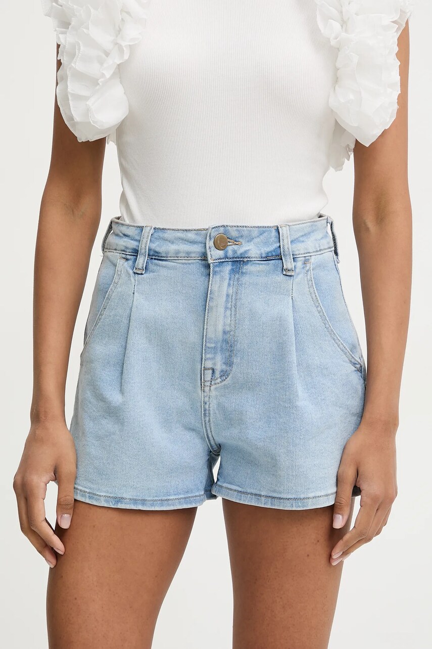 Answear Lab pantaloni scurti jeans neted, high waist