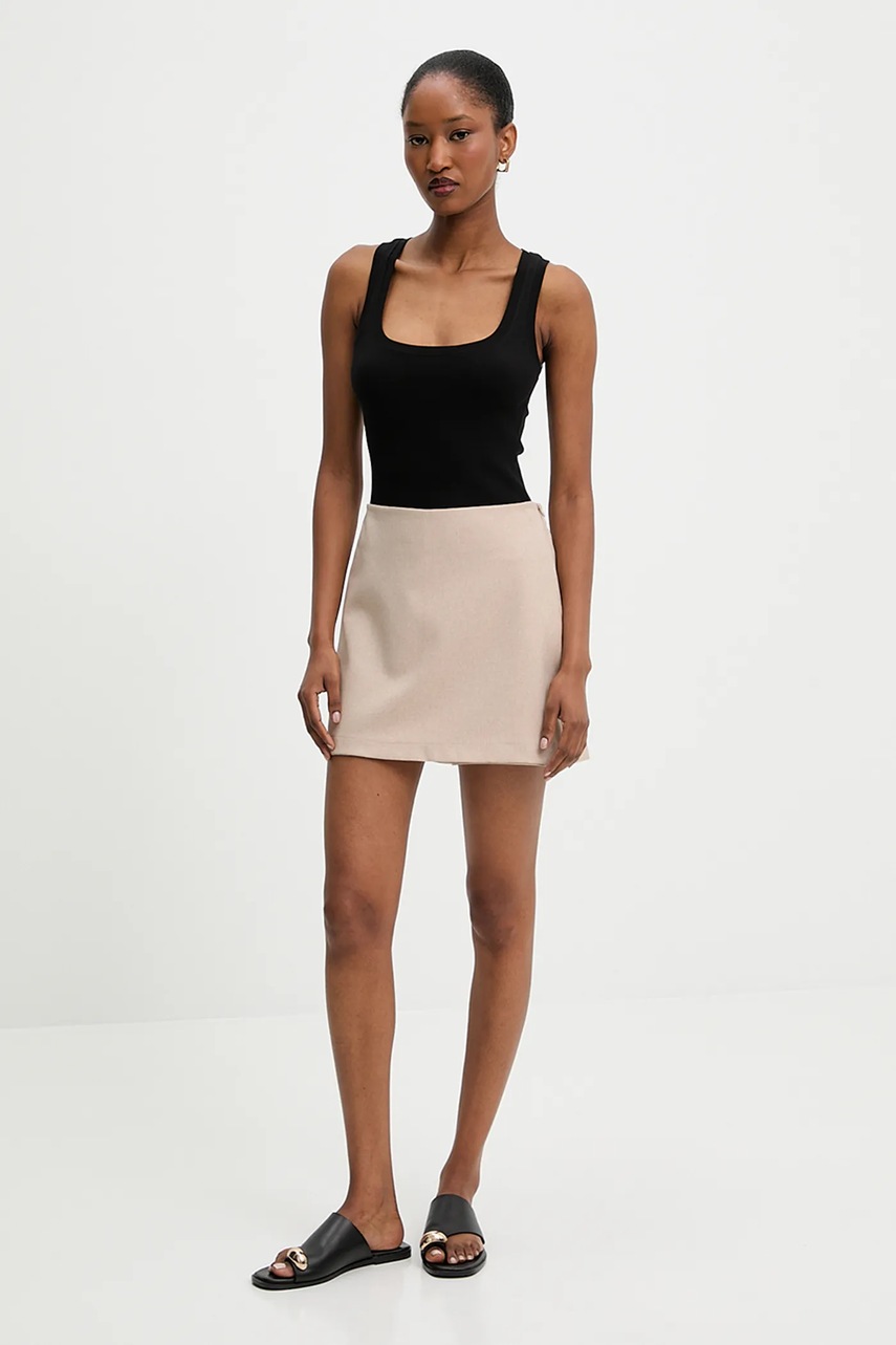 Брюки-юбка Answear.LAB цвет бежевый меланж высокая посадка