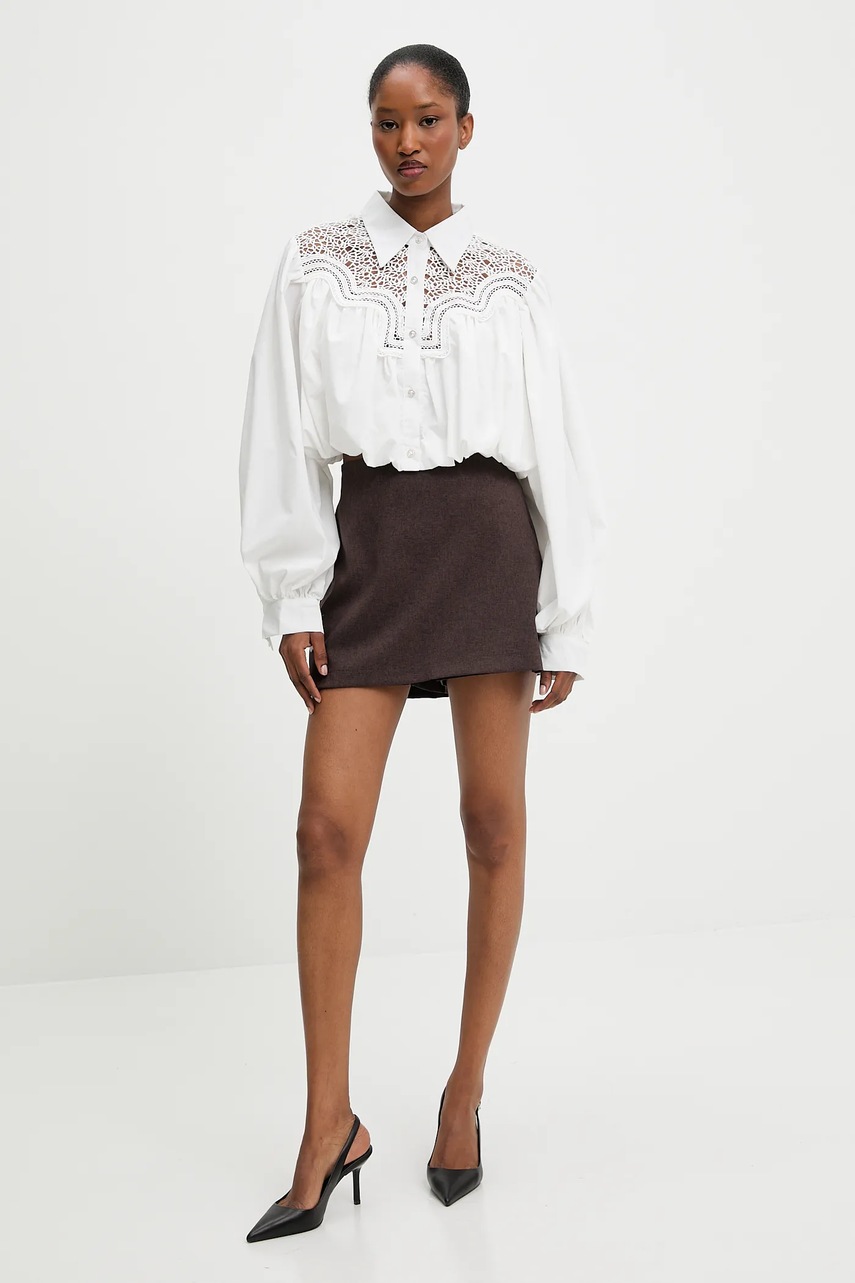 Брюки-юбка Answear.LAB цвет коричневый меланж высокая посадка