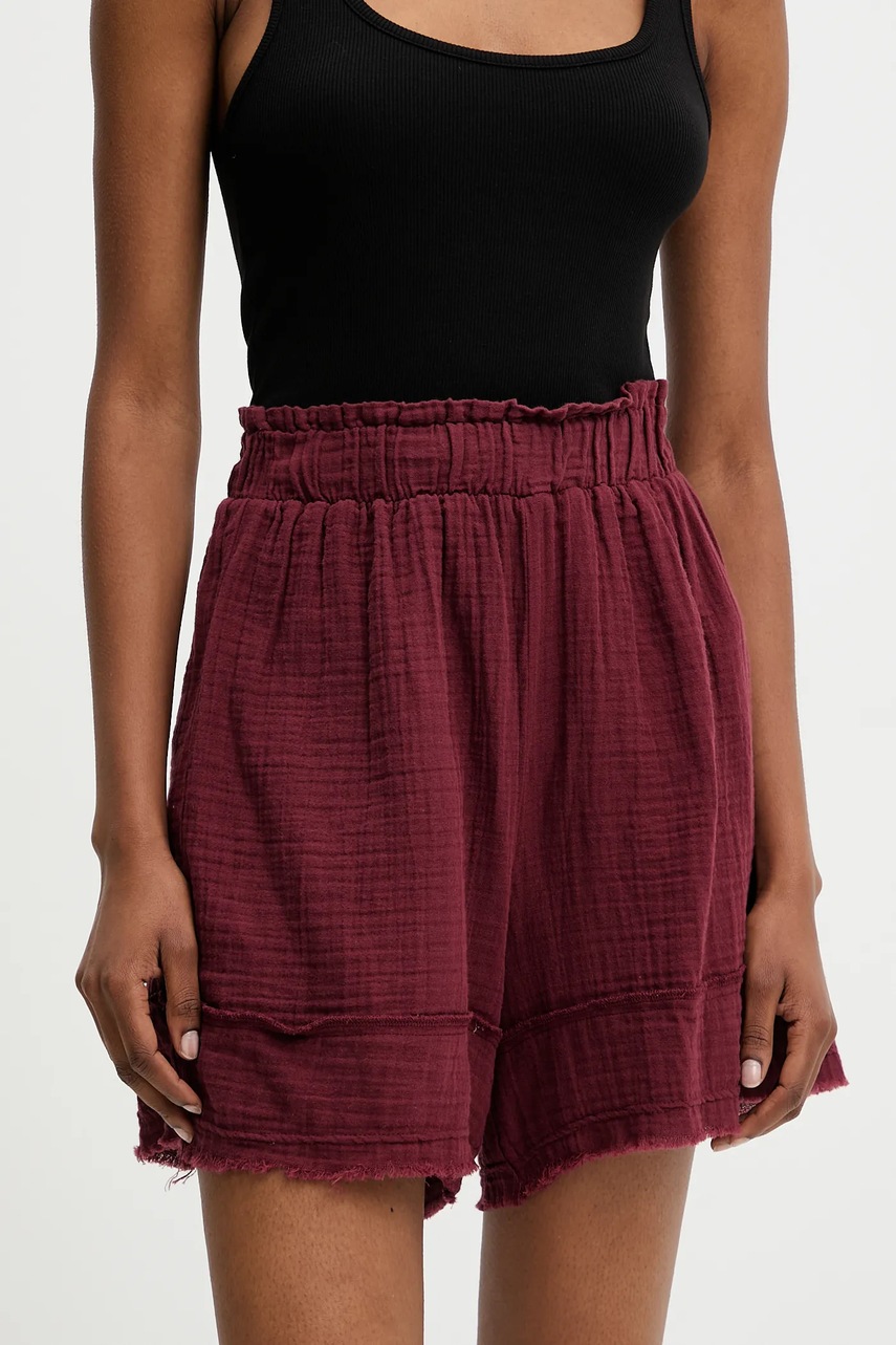 Levně Kraťasy Answear Lab dámské, vínová barva, high waist