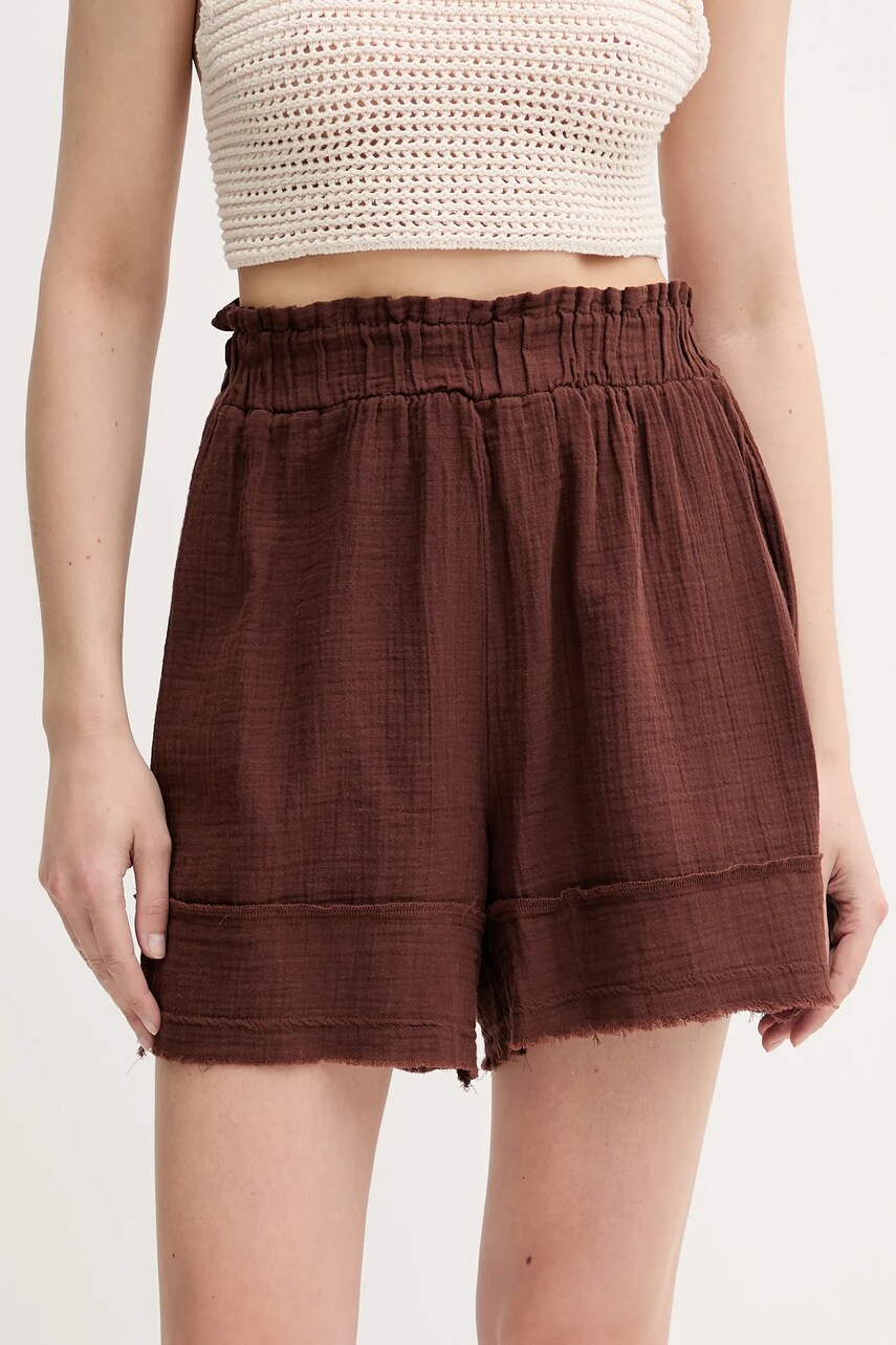 Levně Kraťasy Answear Lab dámské, hnědá barva, high waist