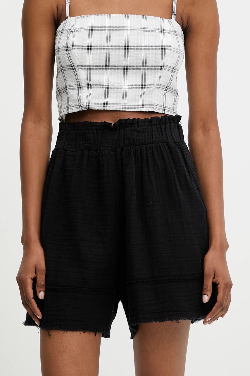 Answear Lab pantaloni scurti culoarea negru, neted, high waist