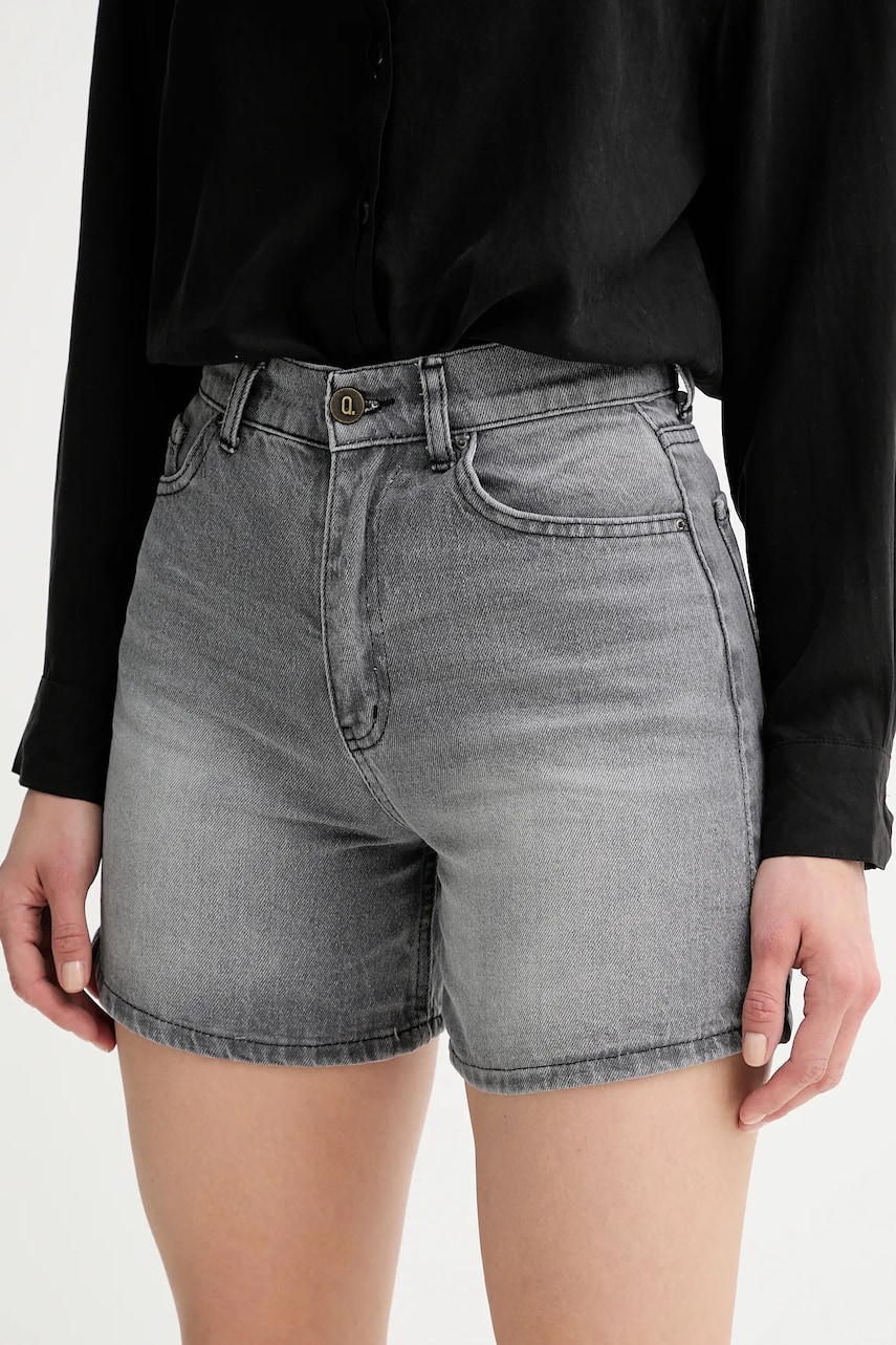 Levně Džínové šortky Answear Lab dámské, šedá barva, high waist