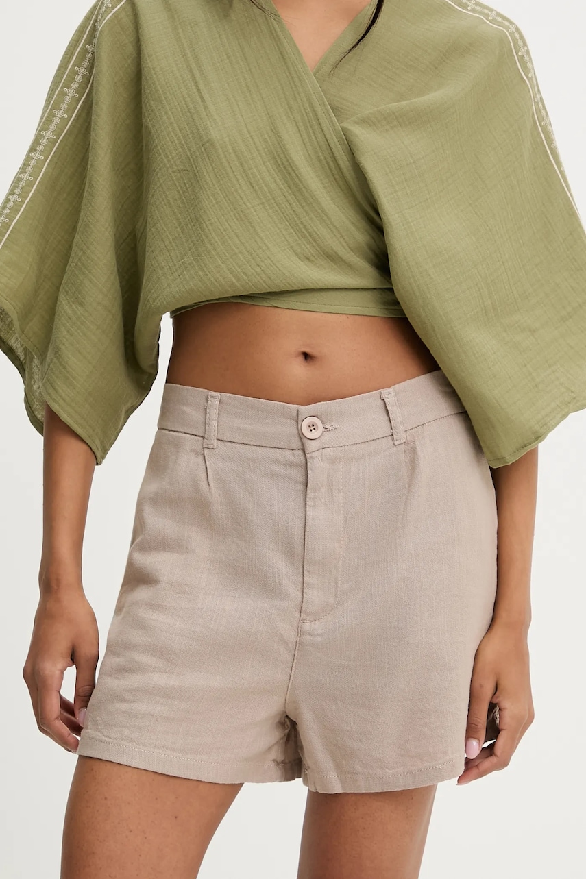 Levně Kraťasy Answear Lab dámské, béžová barva, high waist