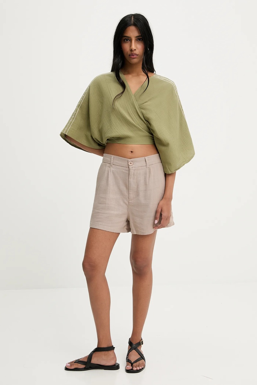 Шорты Answear.LAB цвет бежевый однотонная высокая посадка