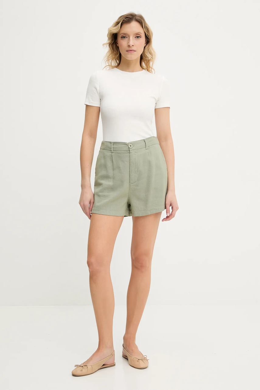 Шорты Answear.LAB цвет зелёный однотонная высокая посадка
