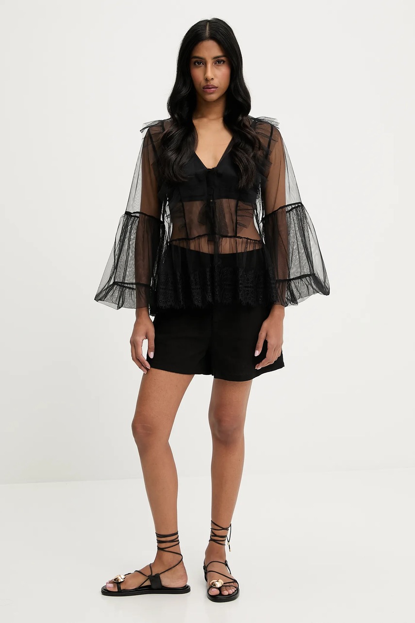 Шорты Answear.LAB цвет чёрный однотонная высокая посадка