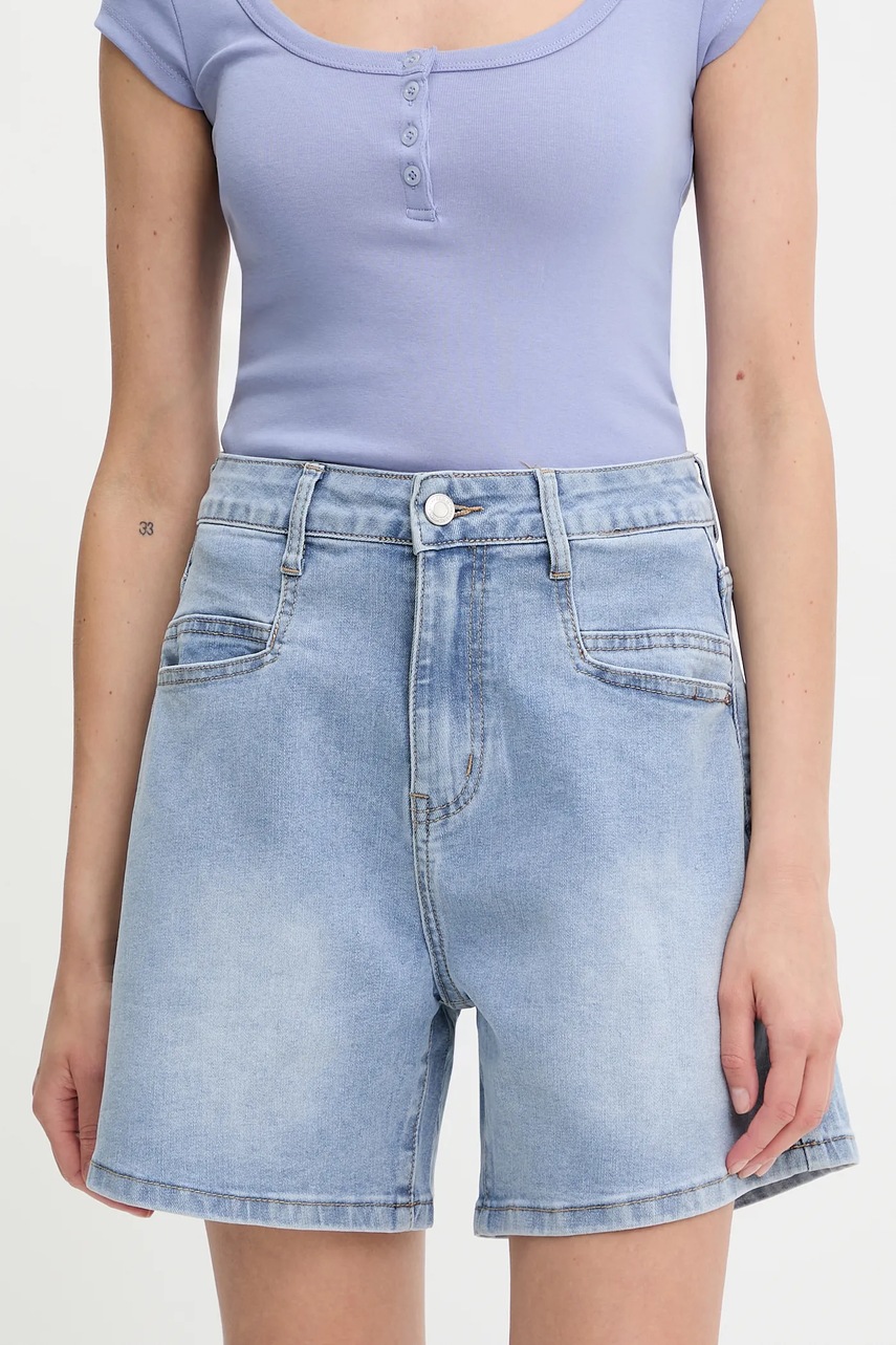Answear Lab pantaloni scurti jeans neted, high waist