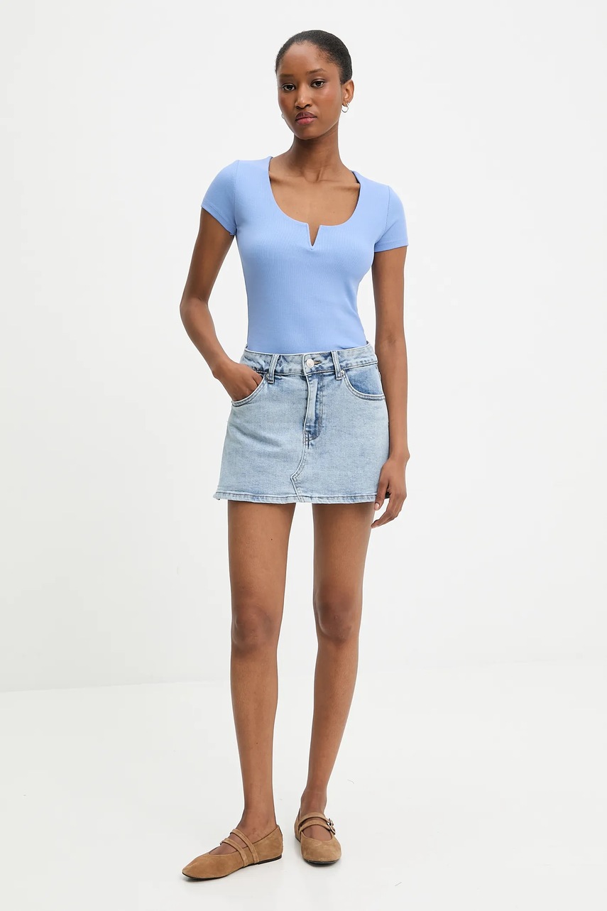 Джинсовые брюки-юбка Answear.LAB однотонная средняя посадка