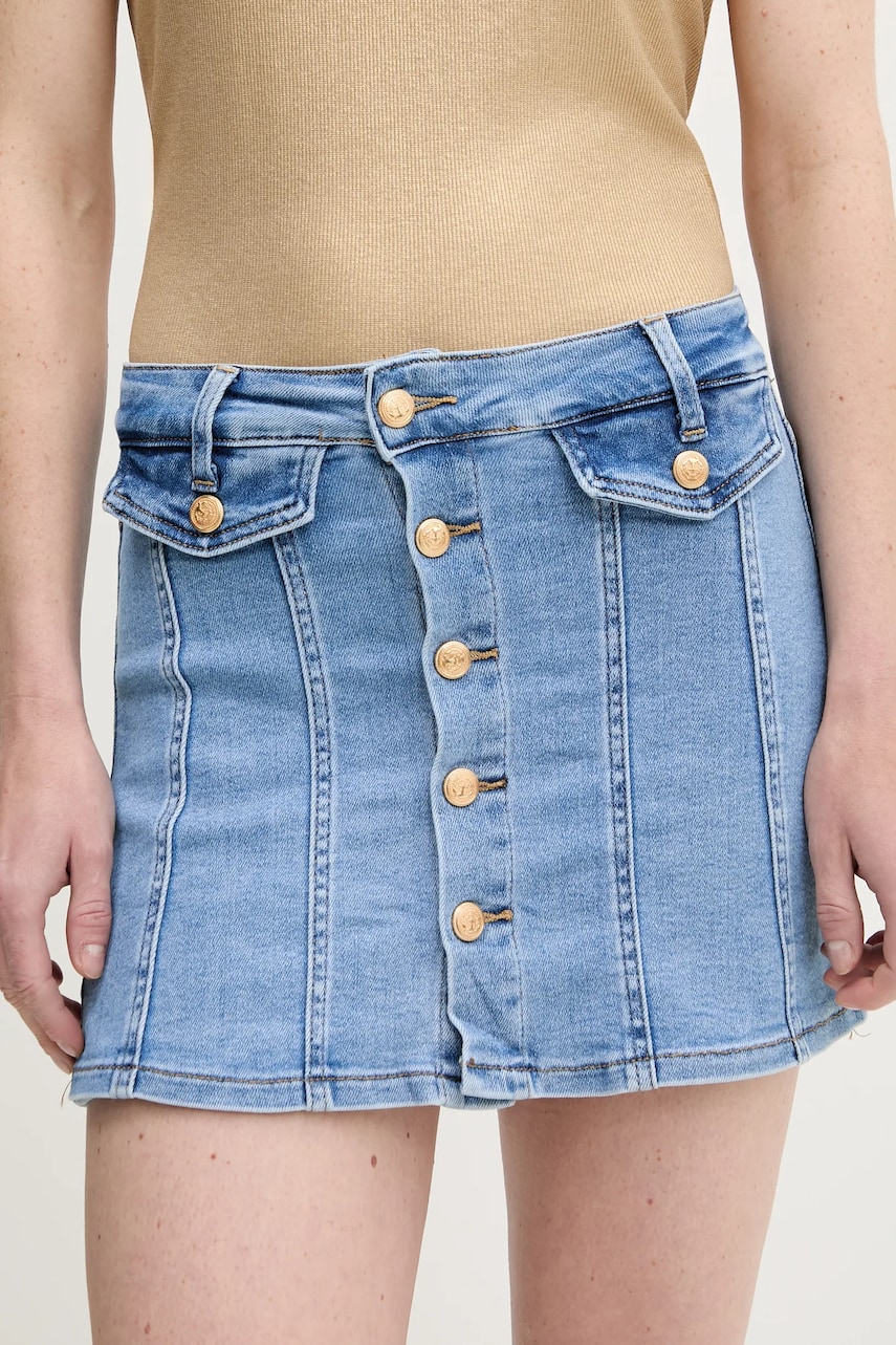 Answear Lab fustă și pantaloni denim neted, medium waist