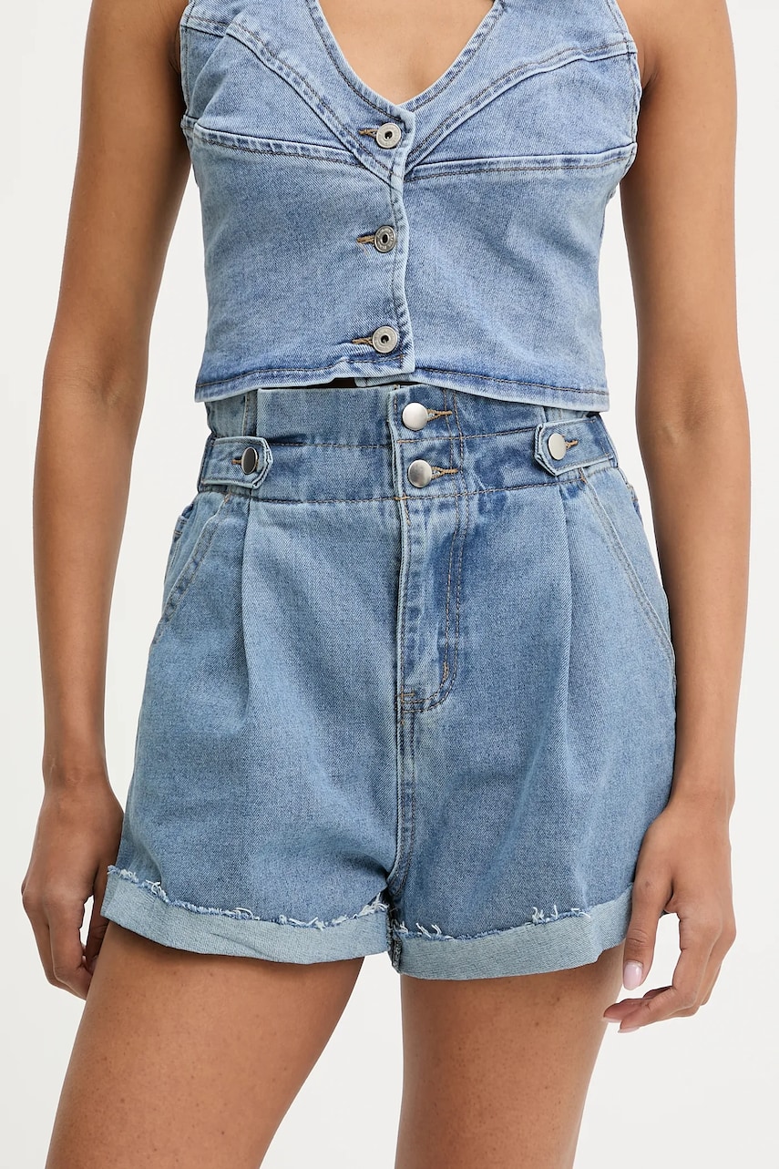 Answear Lab pantaloni scurti jeans neted, high waist