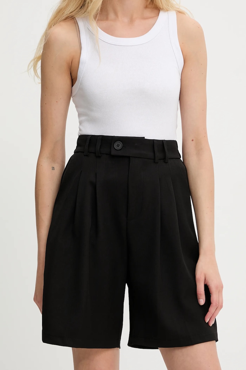 Answear Lab pantaloni scurti culoarea negru, neted, high waist