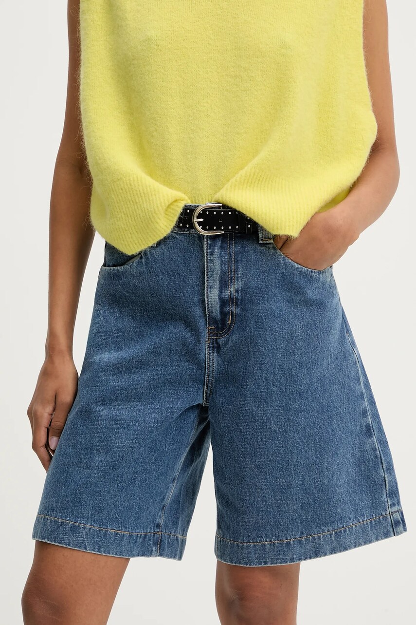 Answear Lab pantaloni scurti jeans neted, high waist