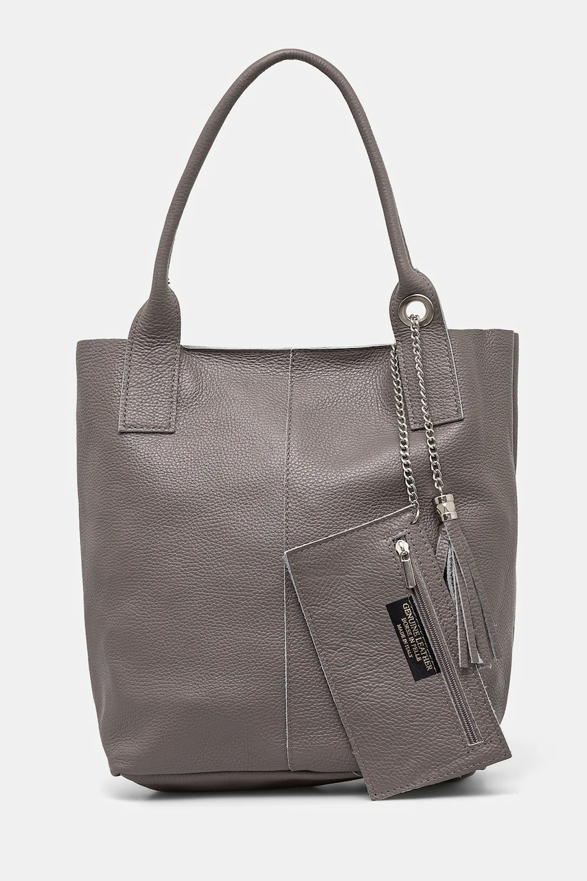 Answear Lab poseta de piele culoarea gri