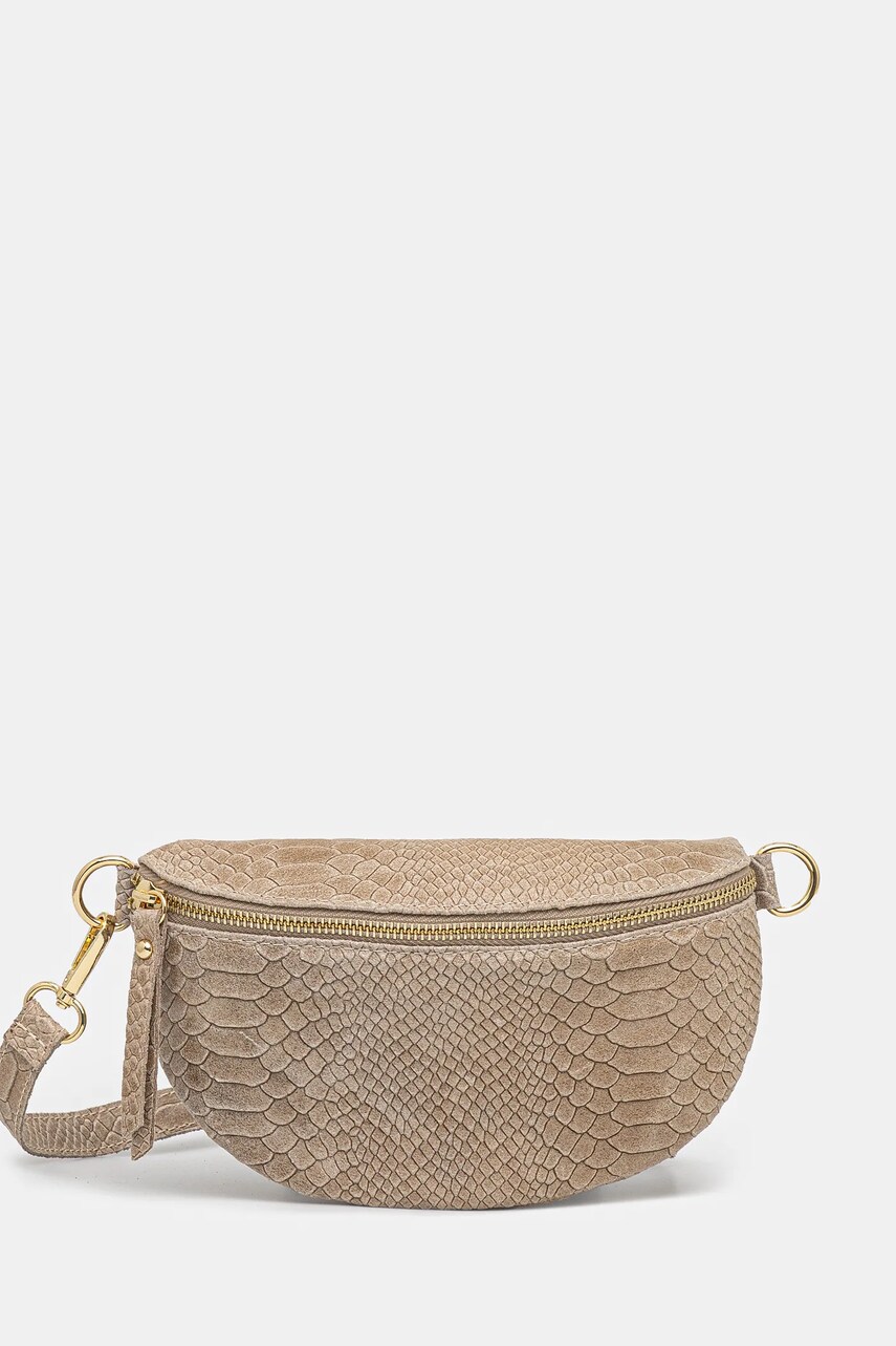 Answear Lab borseta de piele culoarea bej