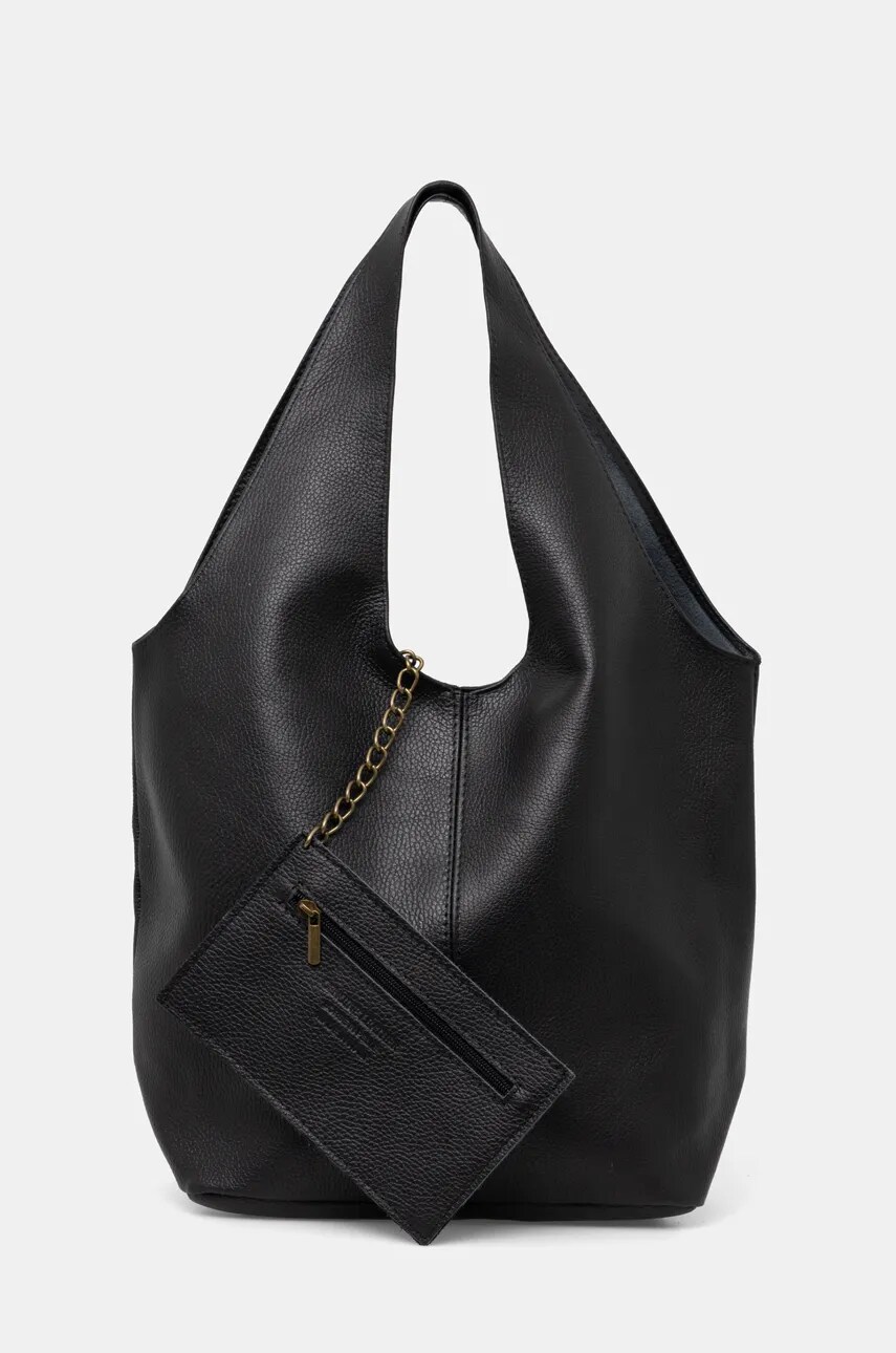 Answear Lab poseta de piele culoarea negru