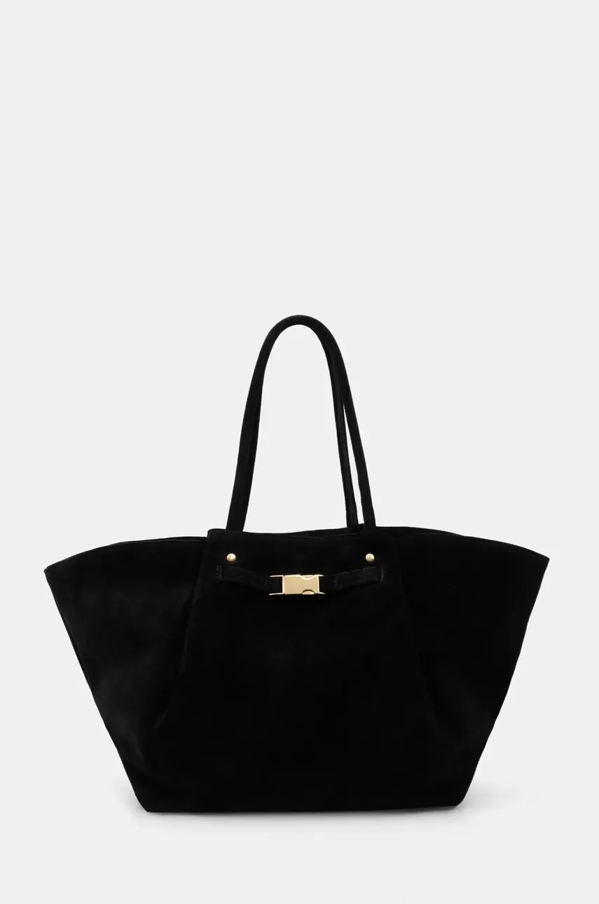 Answear Lab geanta de mana din piele intoarsa culoarea negru
