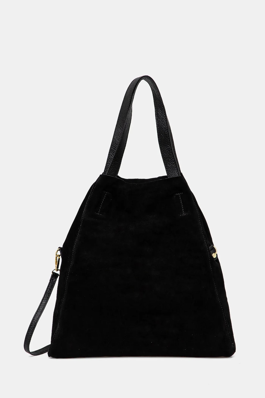 Answear Lab geanta de mana din piele intoarsa culoarea negru