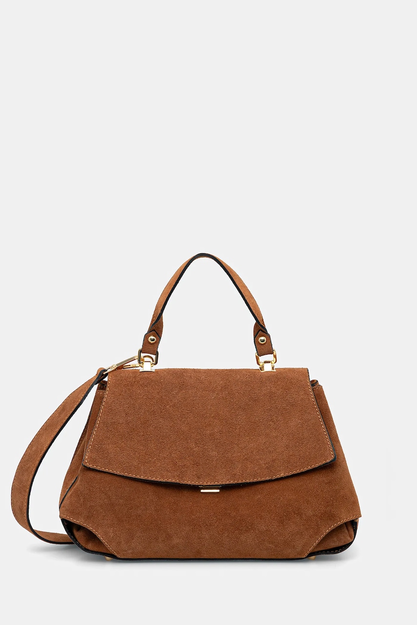 Answear Lab geanta de mana din piele intoarsa culoarea maro