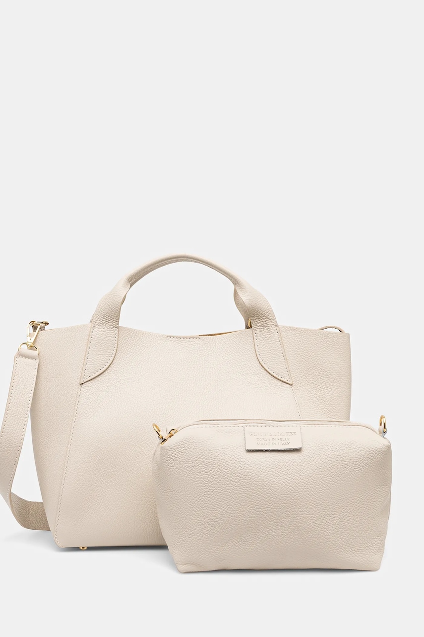 Answear Lab poseta de piele culoarea bej