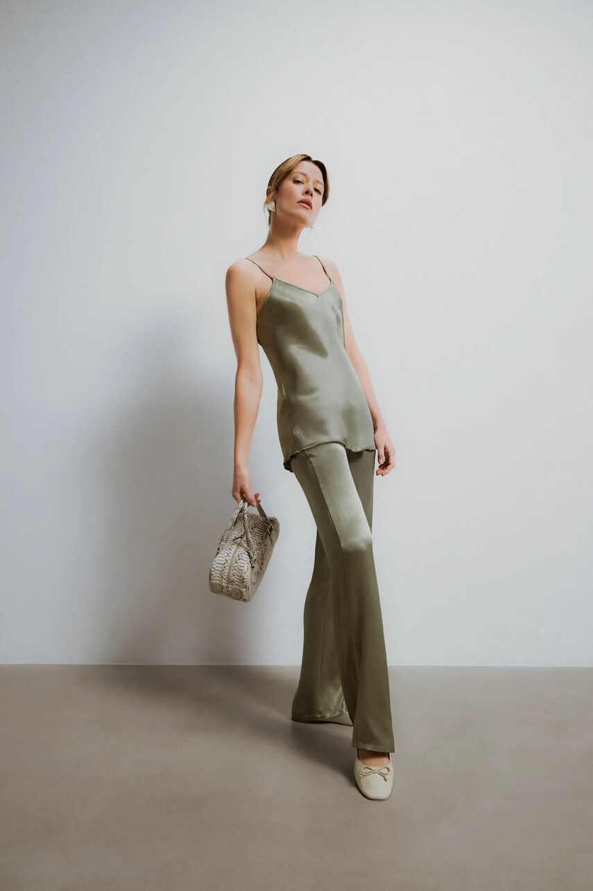 Answear Lab poseta de piele culoarea gri