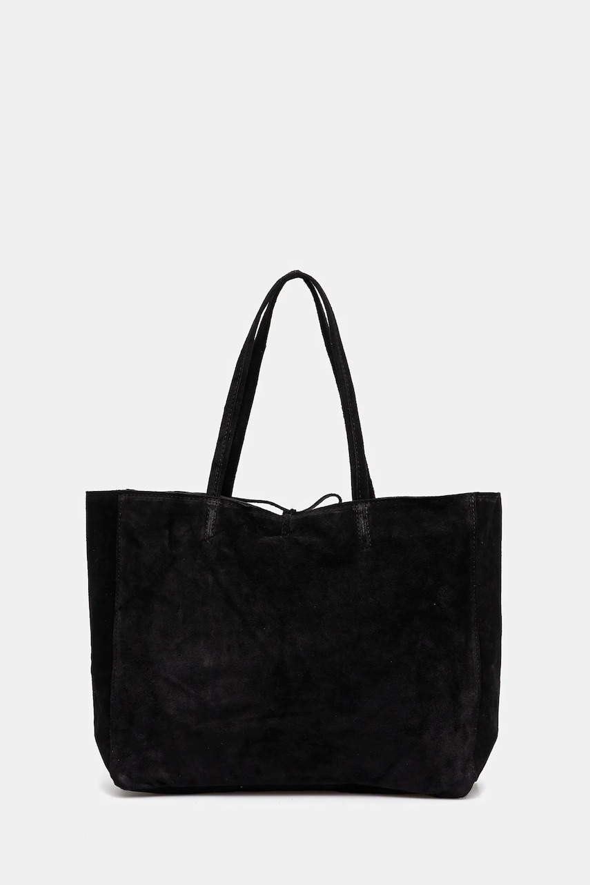 Answear Lab geanta de mana din piele intoarsa culoarea negru