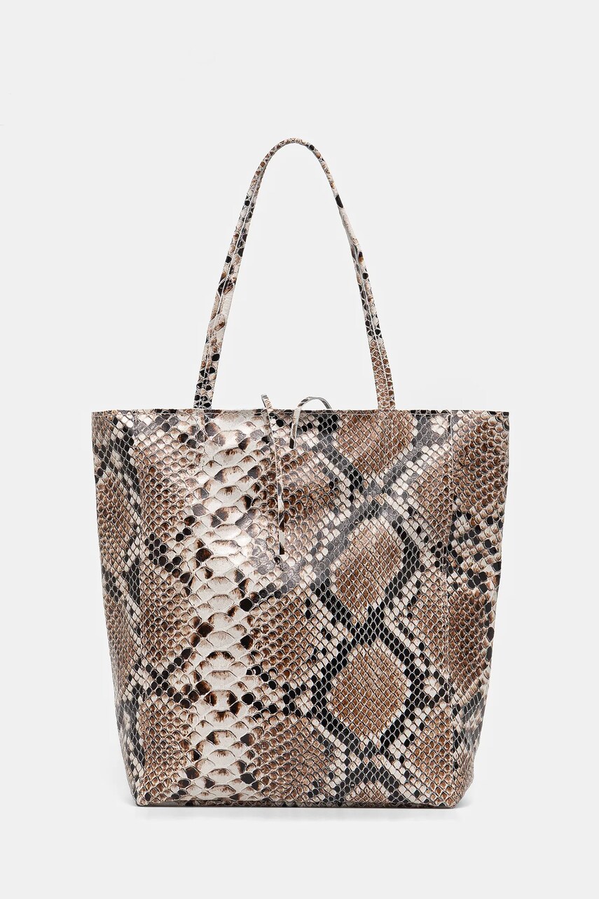 Answear Lab poseta de piele culoarea gri