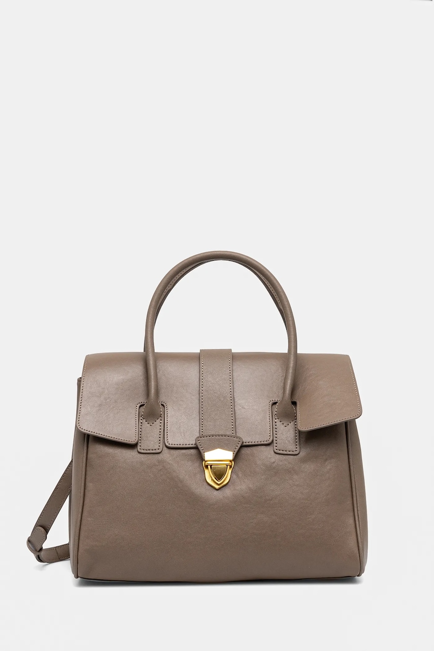 Answear Lab poseta de piele culoarea gri