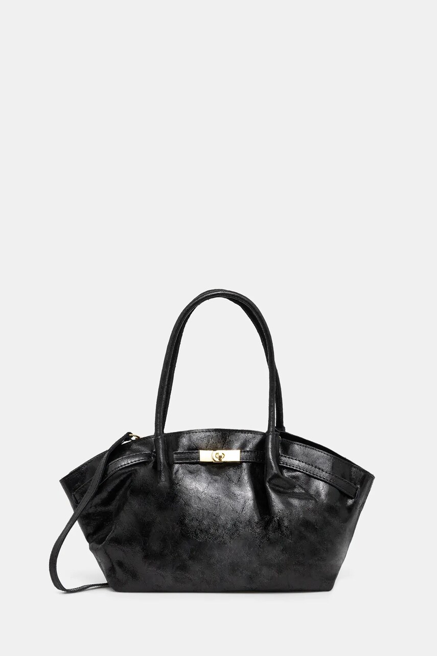 Answear Lab poseta de piele culoarea negru