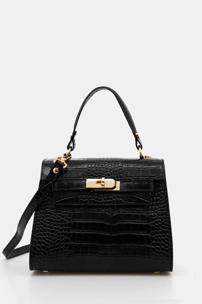 Answear Lab poseta de piele culoarea negru