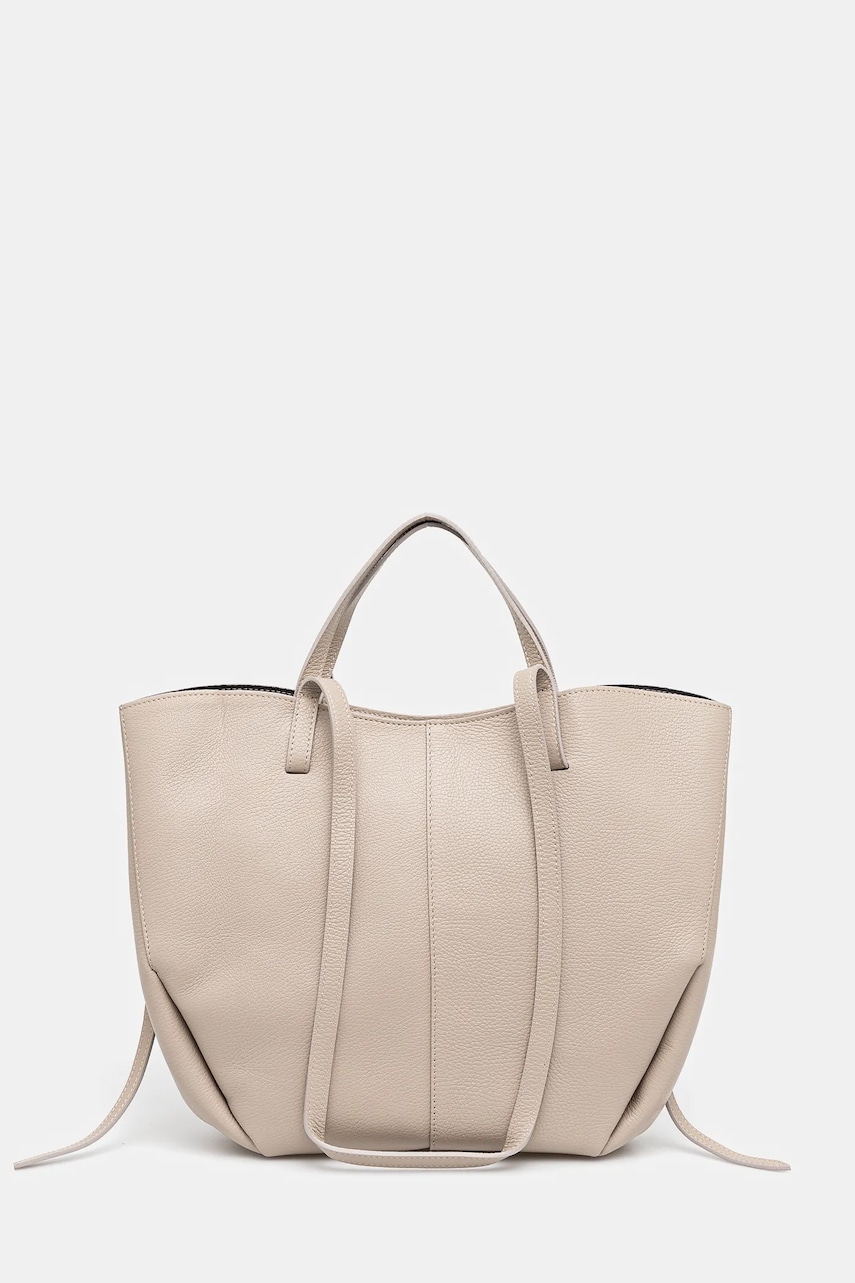 Answear Lab poseta de piele culoarea bej