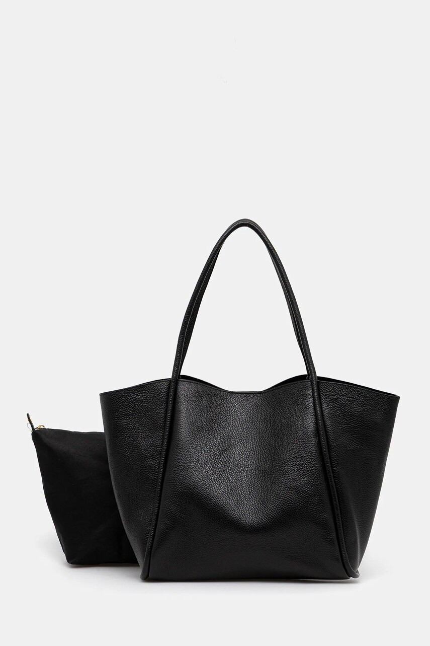 Answear Lab poseta de piele culoarea negru