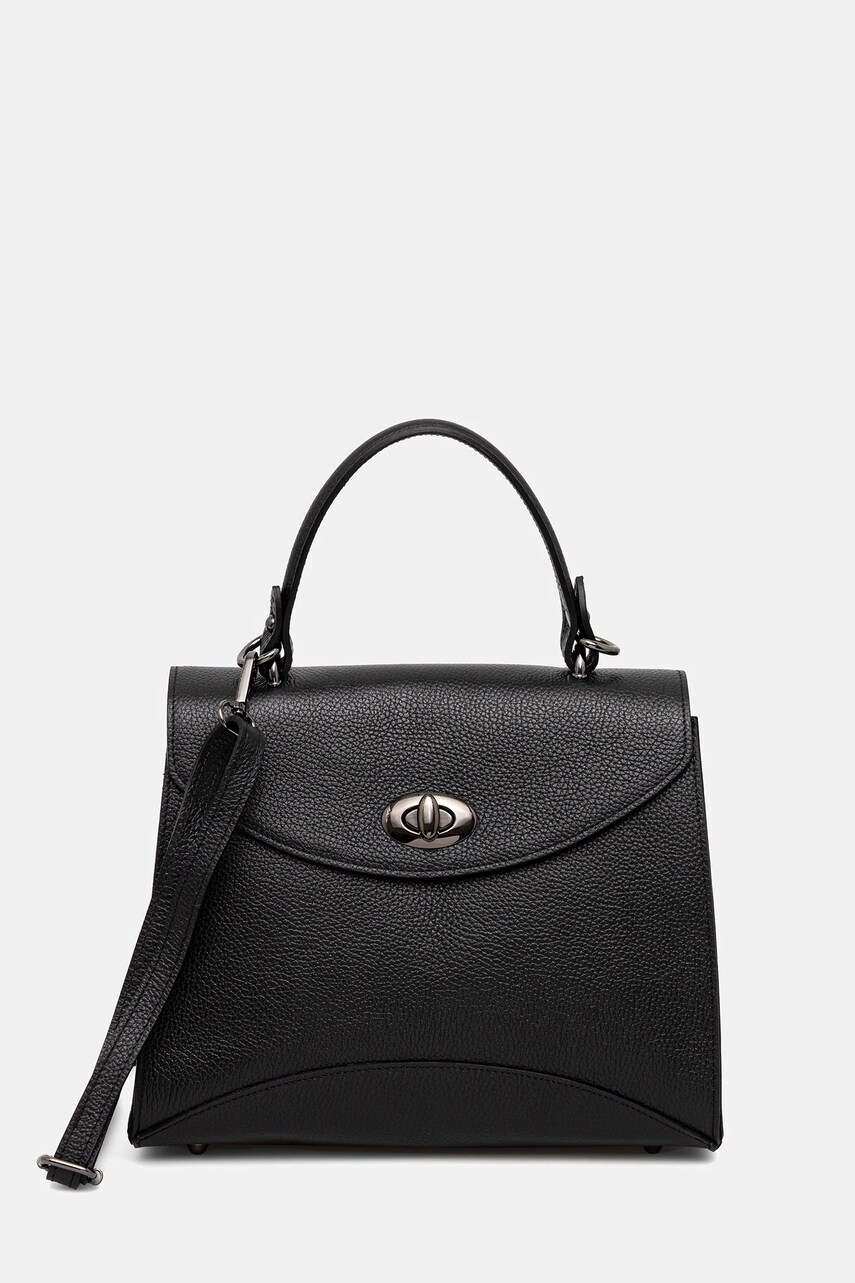 Answear Lab poseta de piele culoarea negru