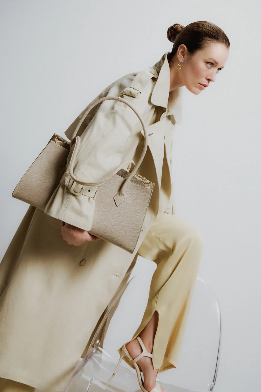 Answear Lab poseta de piele culoarea bej