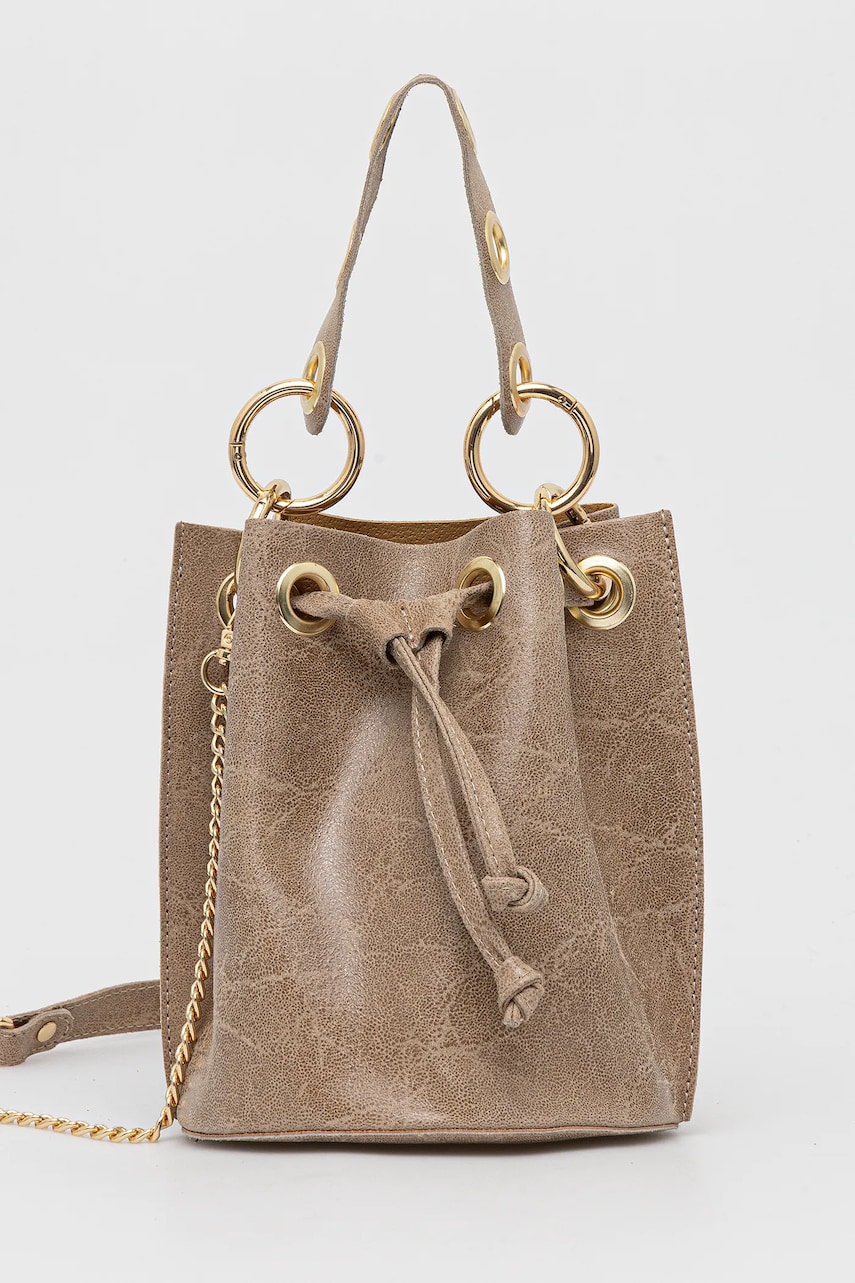 Answear Lab poseta de piele culoarea bej