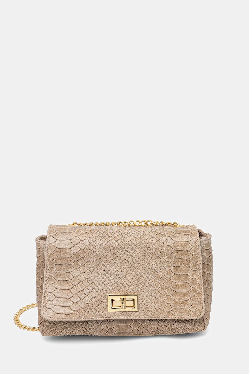 Answear Lab poseta de piele culoarea bej