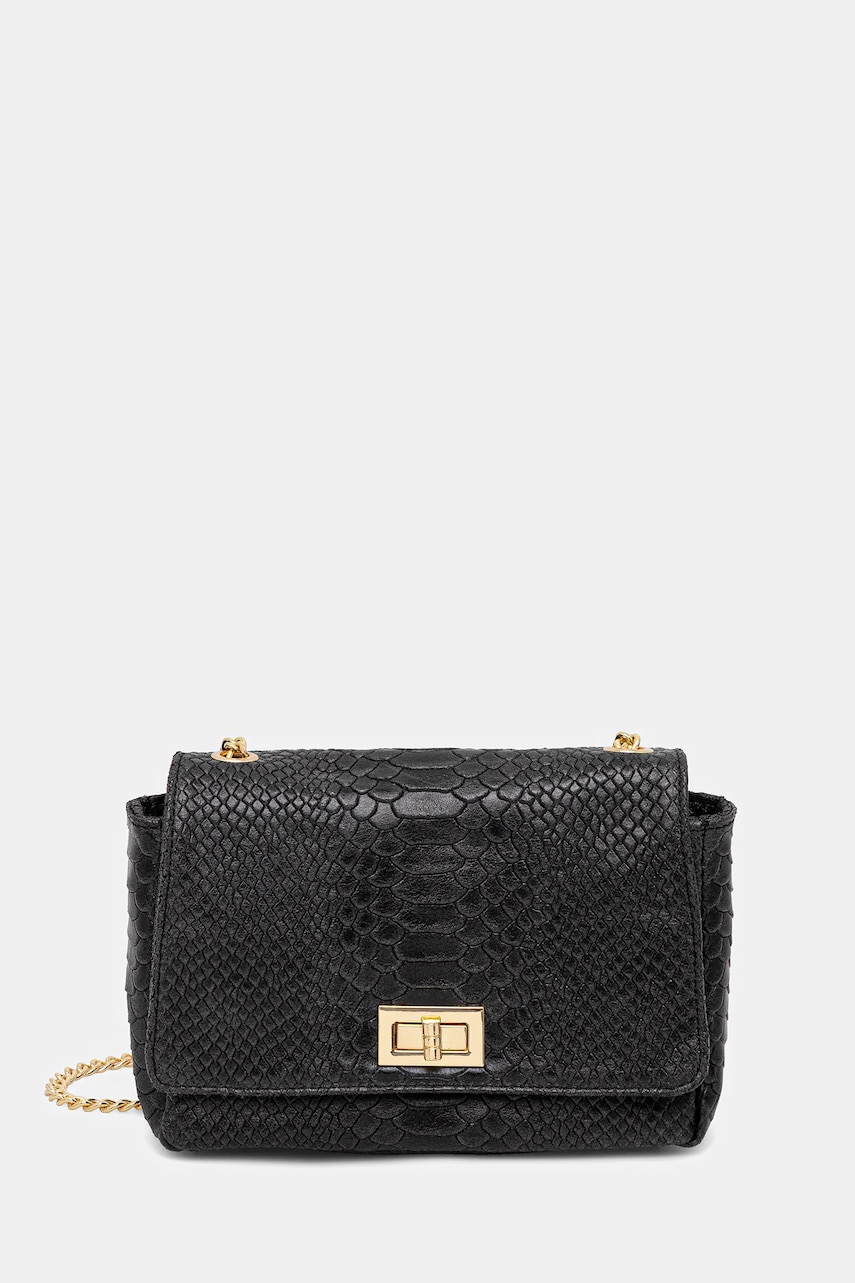 Answear Lab poseta de piele culoarea negru