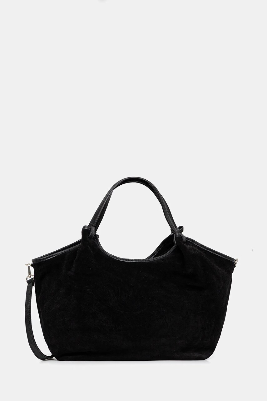 Answear Lab geanta de mana din piele intoarsa culoarea negru
